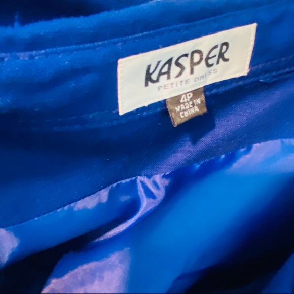 Cobalt Blue Belted Button Down Sheath Dress by Kasper Size 4 - Picture 13 of 14